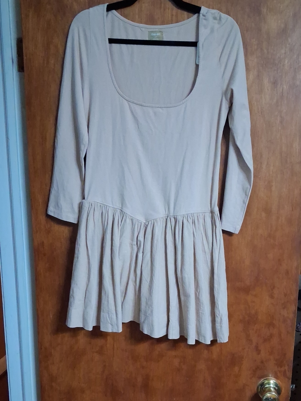 Free People Light Beige Scoop Neck Long Sleeve Tunic